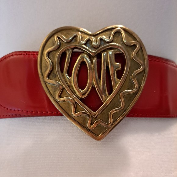 Moschino Women\'s Red Heart Love Leather Belt Size 40 / S main image 12